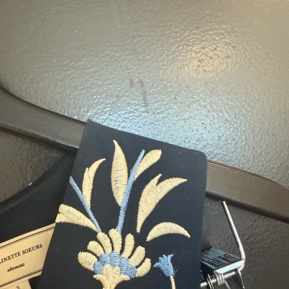 Moulinette Soeurs (Anthropologie) size 2 NWOT Navy Floral Embroidered Mini Dress - Picture 6 of 16